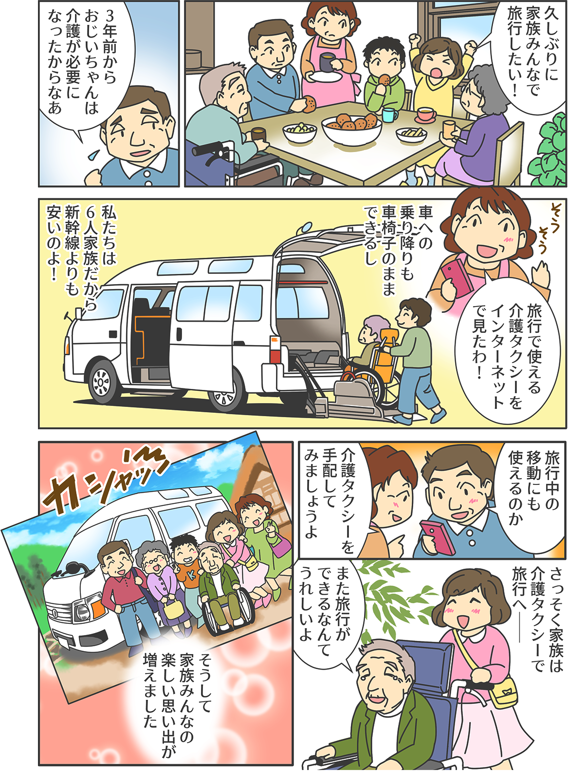 車椅子の祖父と旅行計画に介護タクシーを利用した時の漫画